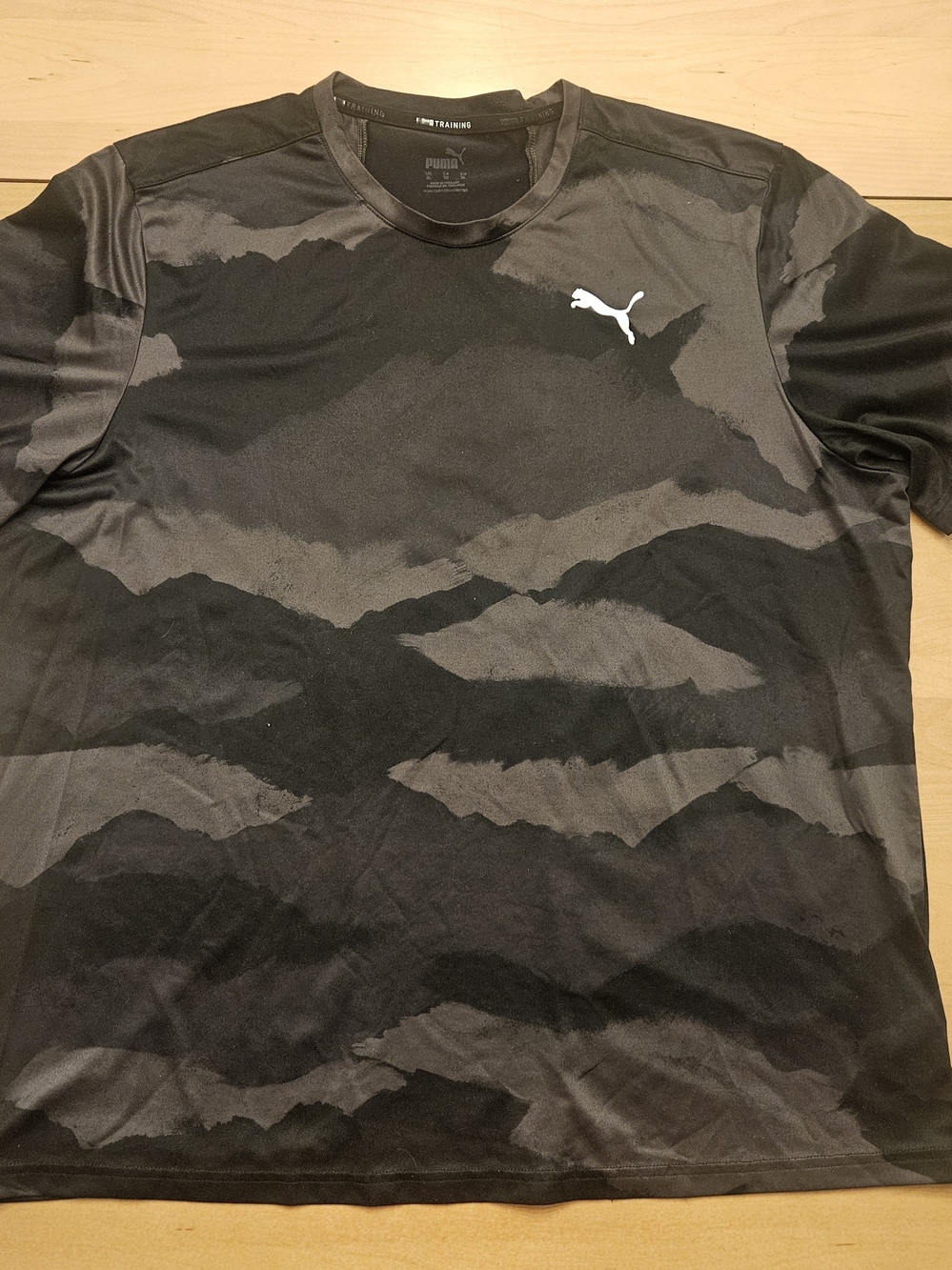 Puma Men’s Black & Gray Camo Short Sleeve Training Tee